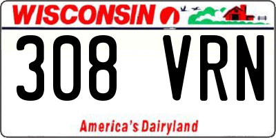 WI license plate 308VRN