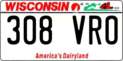 WI license plate 308VRO
