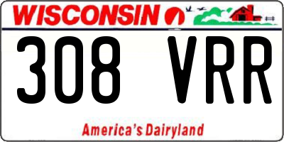 WI license plate 308VRR