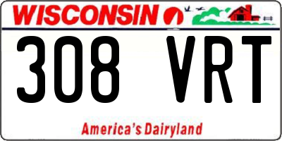 WI license plate 308VRT