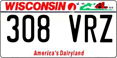 WI license plate 308VRZ