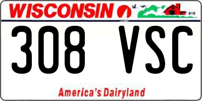 WI license plate 308VSC