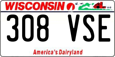 WI license plate 308VSE