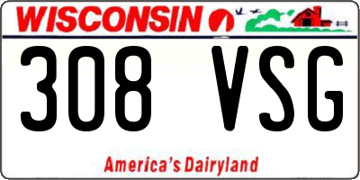 WI license plate 308VSG