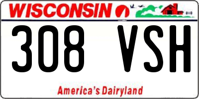 WI license plate 308VSH