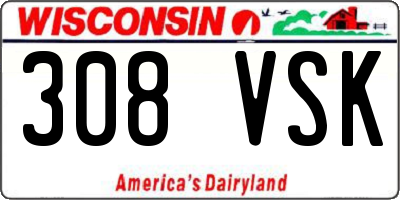 WI license plate 308VSK