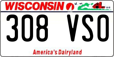 WI license plate 308VSO