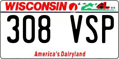 WI license plate 308VSP