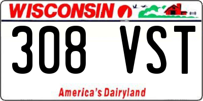 WI license plate 308VST
