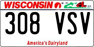 WI license plate 308VSV