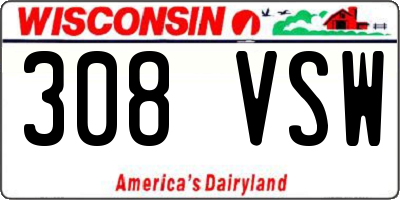 WI license plate 308VSW