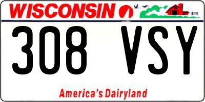 WI license plate 308VSY