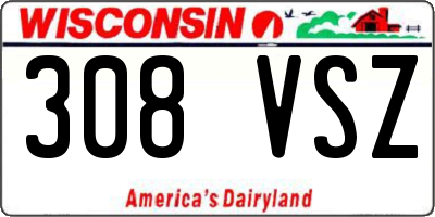 WI license plate 308VSZ
