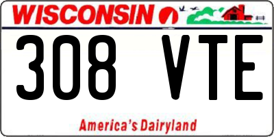 WI license plate 308VTE