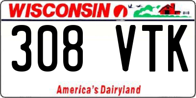 WI license plate 308VTK