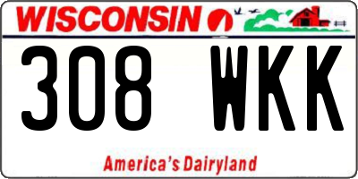 WI license plate 308WKK