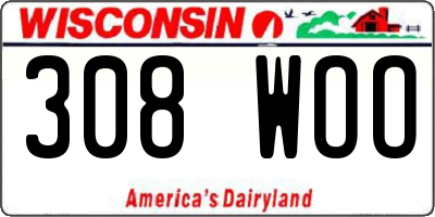 WI license plate 308WOO