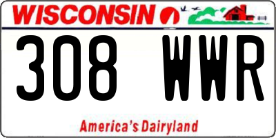 WI license plate 308WWR