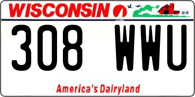 WI license plate 308WWU