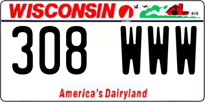 WI license plate 308WWW