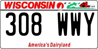 WI license plate 308WWY
