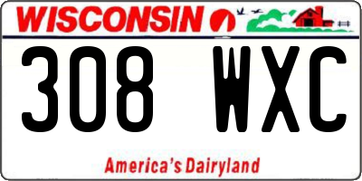 WI license plate 308WXC