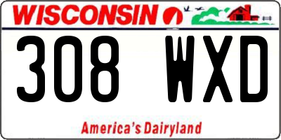 WI license plate 308WXD