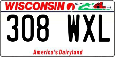 WI license plate 308WXL