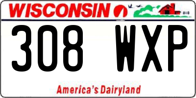 WI license plate 308WXP