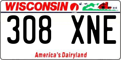 WI license plate 308XNE