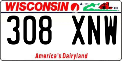 WI license plate 308XNW