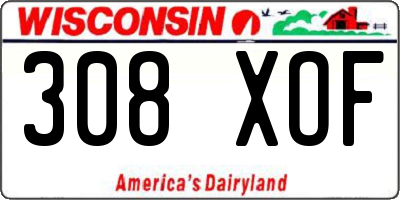 WI license plate 308XOF