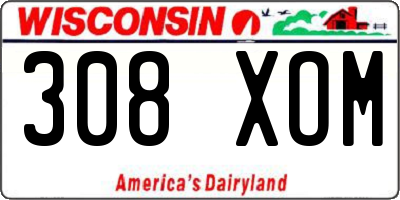 WI license plate 308XOM