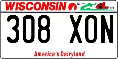 WI license plate 308XON
