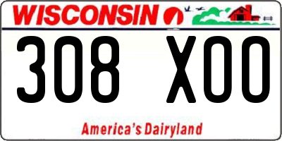 WI license plate 308XOO