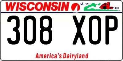 WI license plate 308XOP