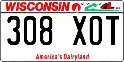 WI license plate 308XOT