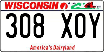 WI license plate 308XOY