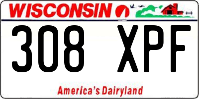 WI license plate 308XPF