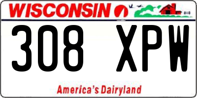 WI license plate 308XPW