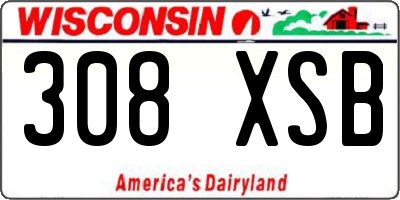 WI license plate 308XSB