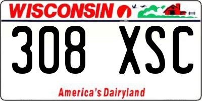 WI license plate 308XSC