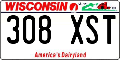 WI license plate 308XST
