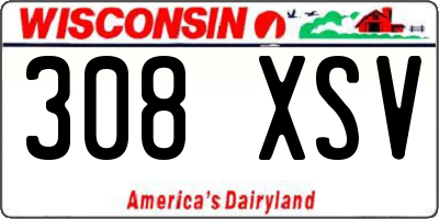 WI license plate 308XSV