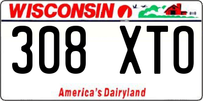 WI license plate 308XTO