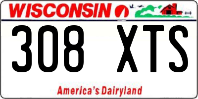 WI license plate 308XTS