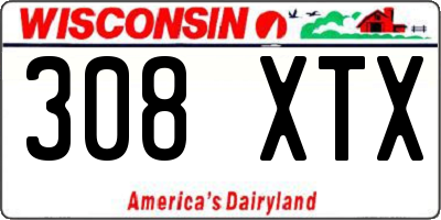WI license plate 308XTX