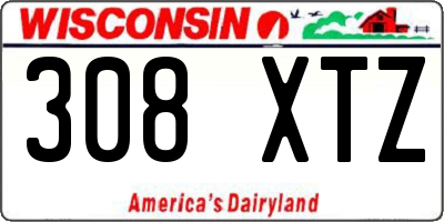 WI license plate 308XTZ