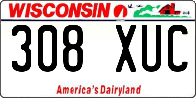 WI license plate 308XUC