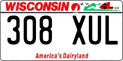 WI license plate 308XUL